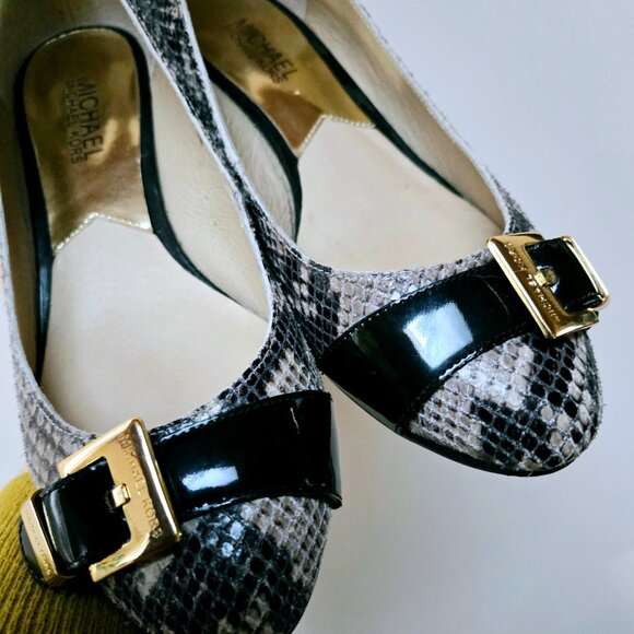 3 For 55 👍🫶 Michael Kors Faux Snakeskin Flats – Size 7.5 – Raised Heel - Picture 2 of 6